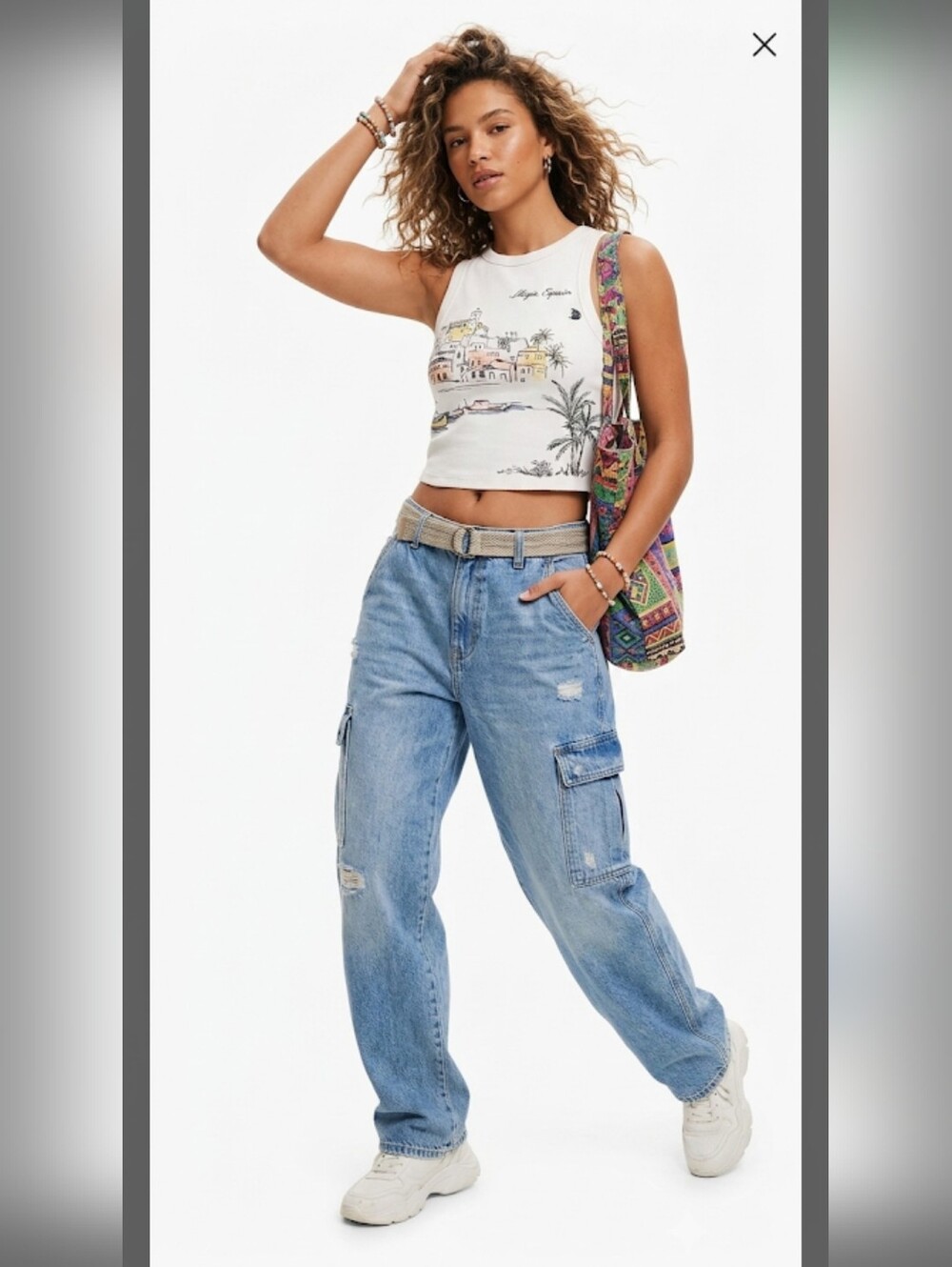 NWT Hollister Ibiza Babydoll Crop Tank Top S 90s Y2K Mediterranean #n1